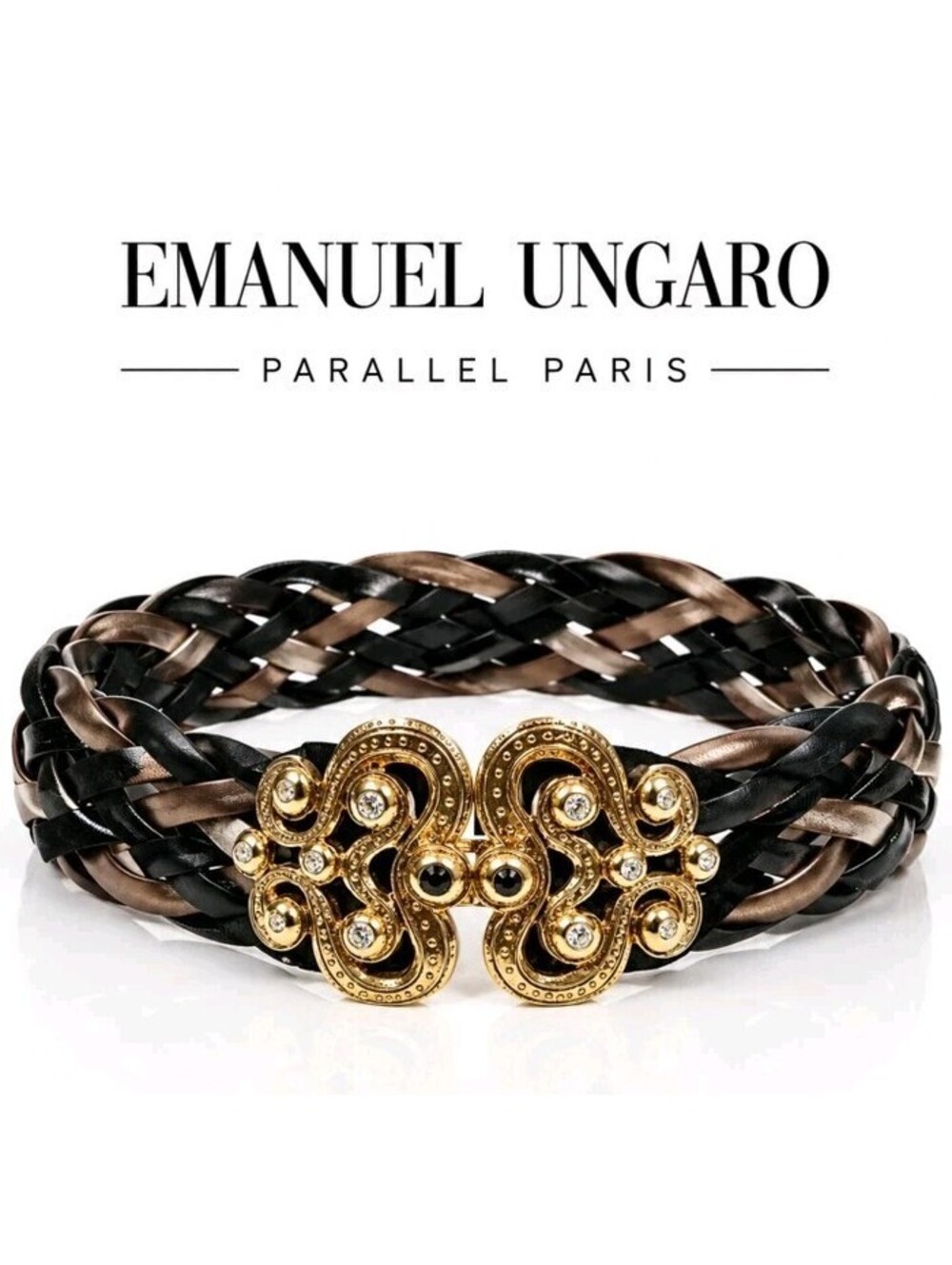 EMANUEL UNGARO – PARALLEL PARIS Vintage Multi-Texture Braided Leather Belt · 30